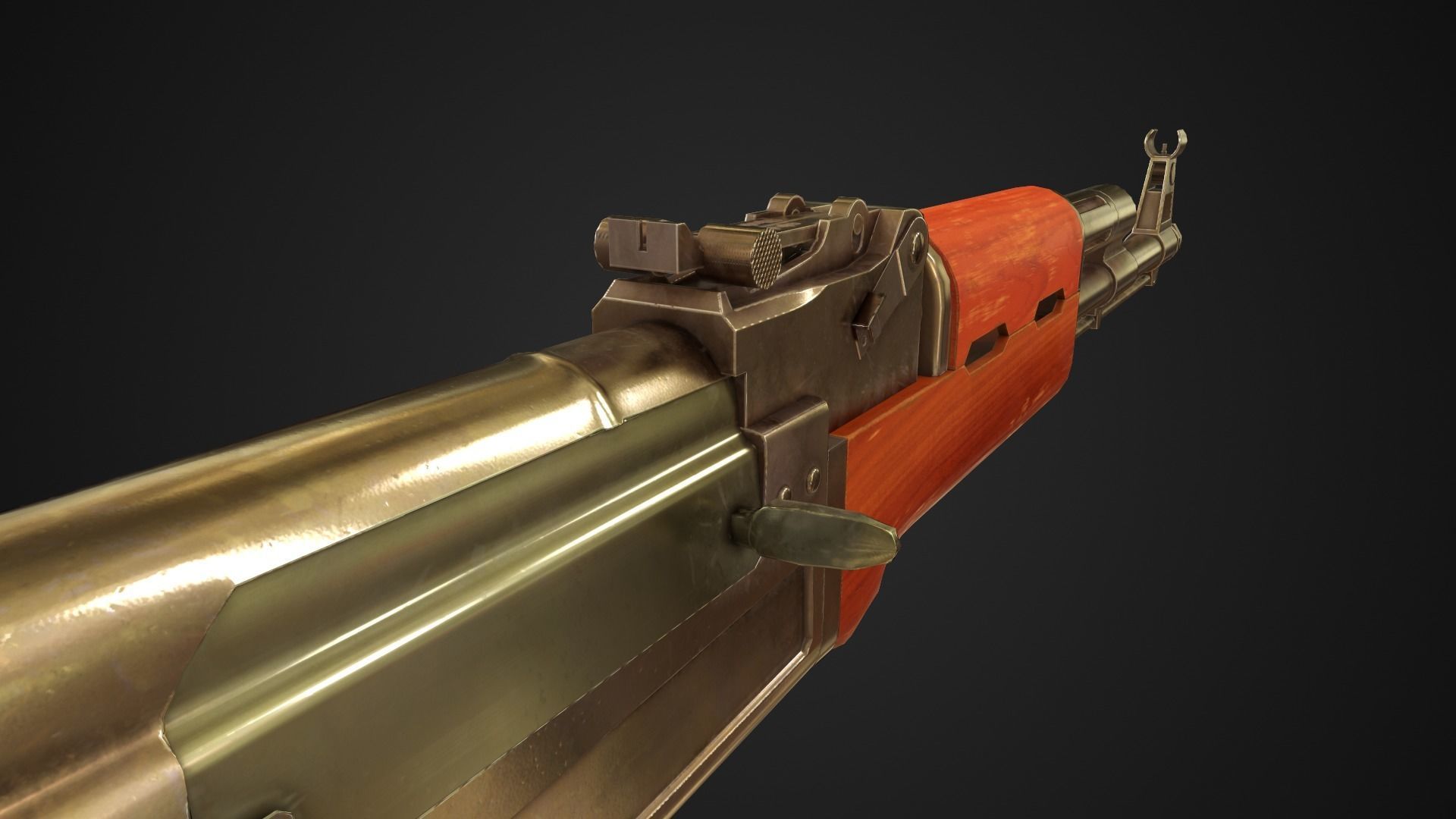 Low Poly AK-47 rifle Low-poly 3D model_6