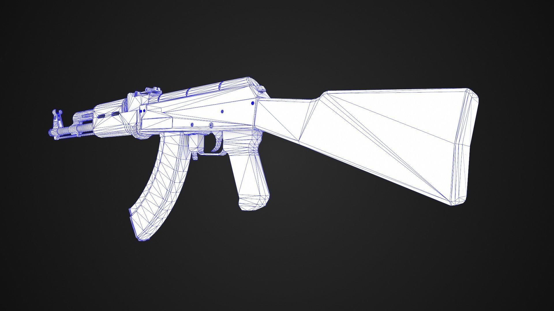Low Poly AK-47 rifle Low-poly 3D model_10