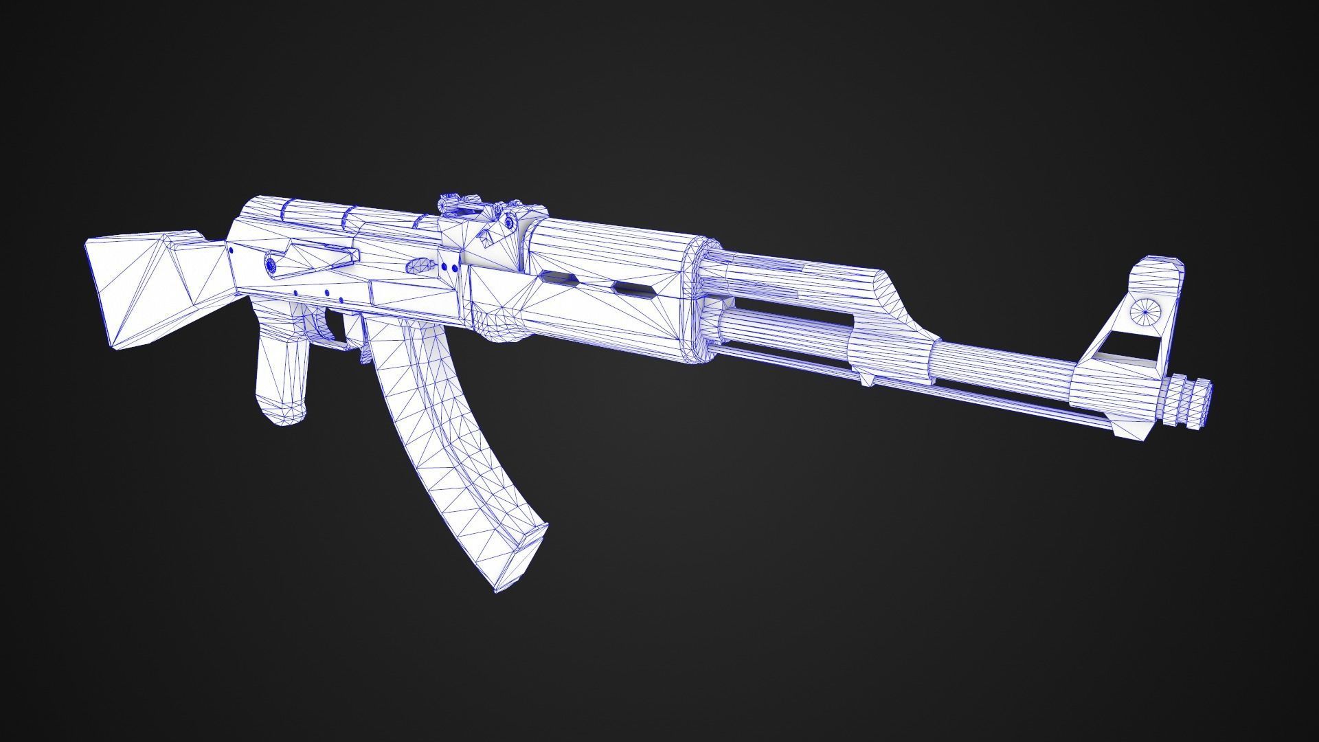 Low Poly AK-47 rifle Low-poly 3D model_9