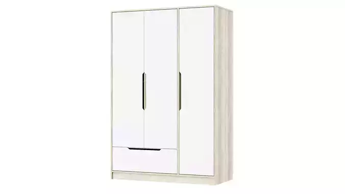 3-Door Wooden Sandinavian Wardrobe