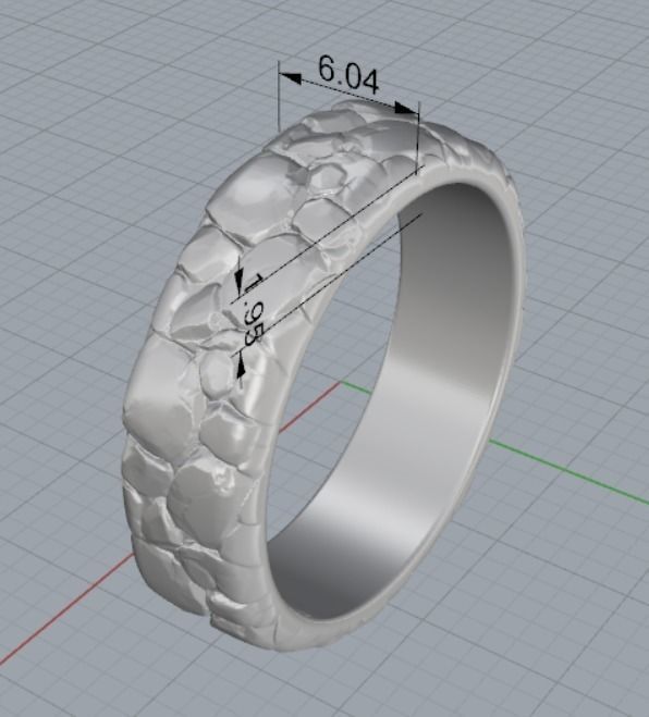 Rocks textured wedding ring size range 3D print model_4