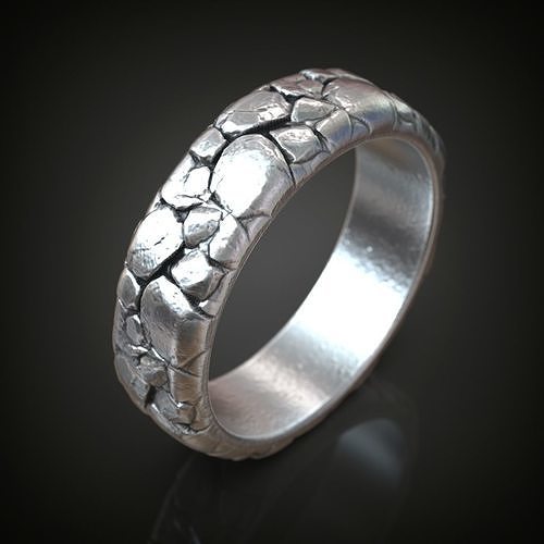 Rocks textured wedding ring size range 3D print model