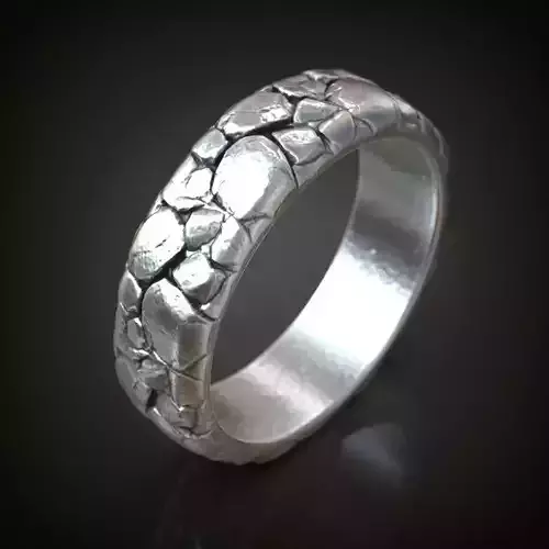 Rocks textured wedding ring size range 3D print model