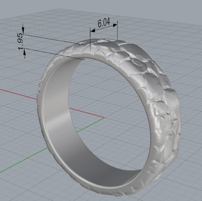 Rocks textured wedding ring size range 3D print model_3