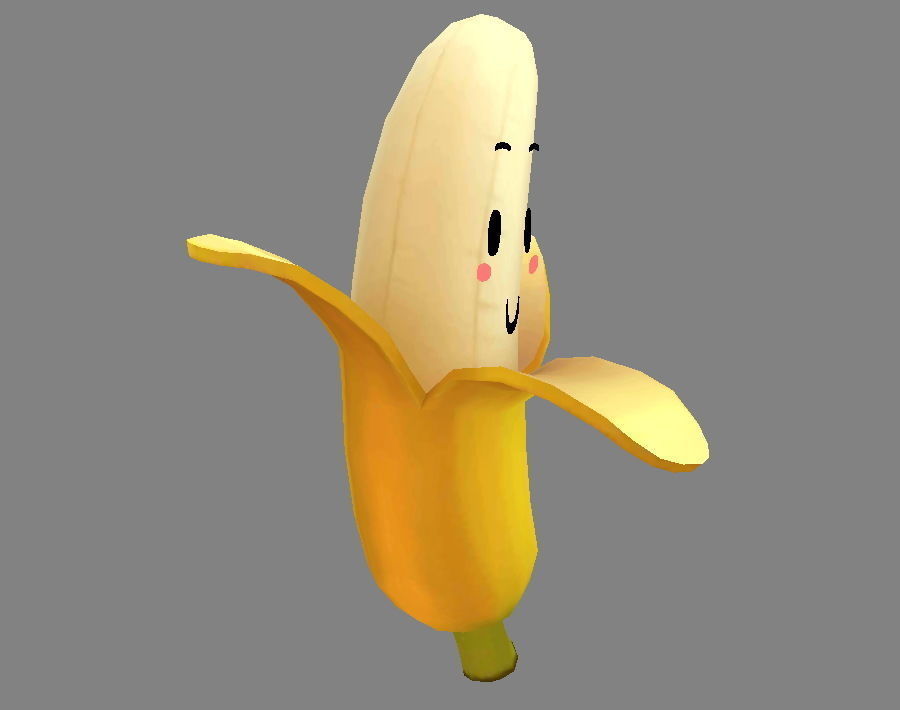 Cartoon banana mascot Low-poly 3D model_3