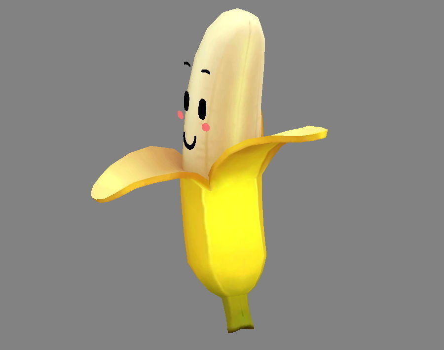 Cartoon banana mascot Low-poly 3D model_1