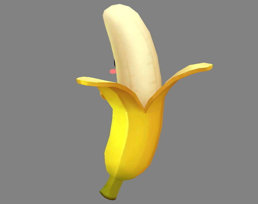 Cartoon banana mascot Low-poly 3D model_2