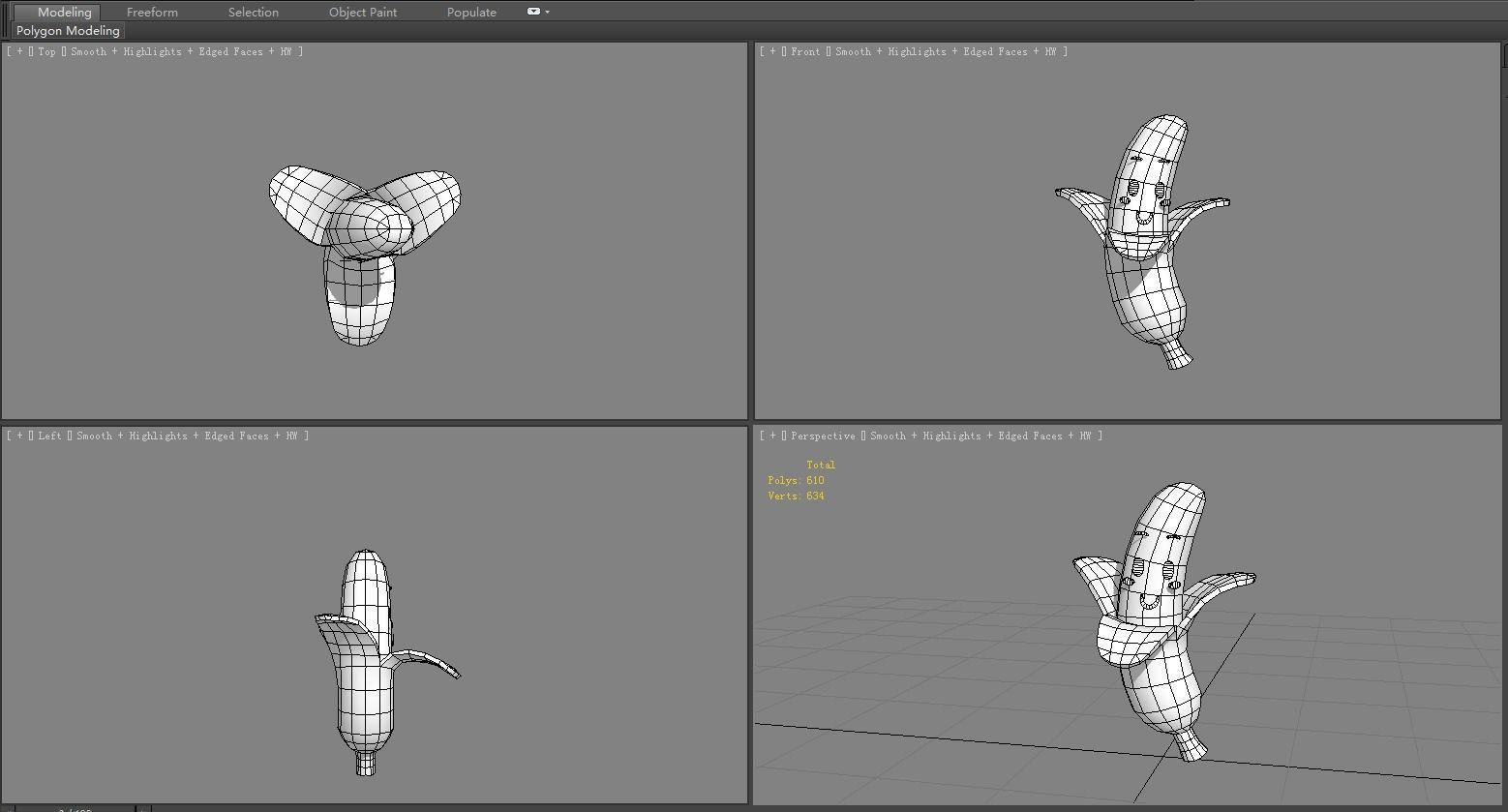 Cartoon banana mascot Low-poly 3D model_6