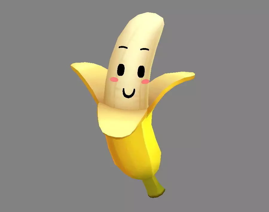 Cartoon banana mascot Low-poly 3D model_0