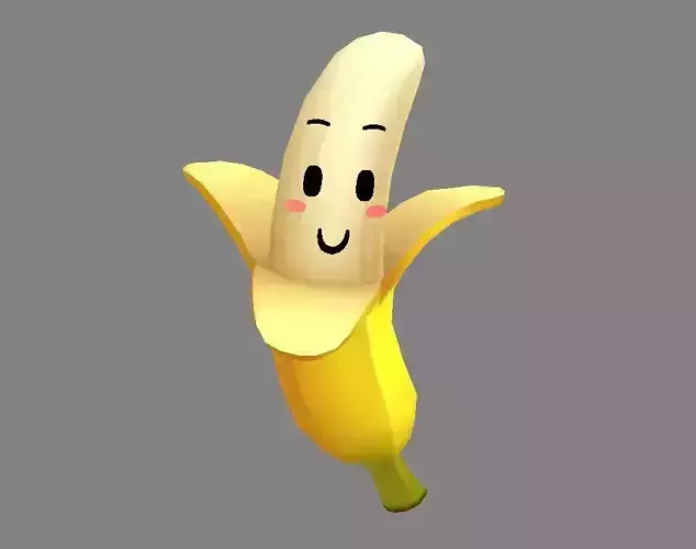 Cartoon banana mascot Low-poly 3D model