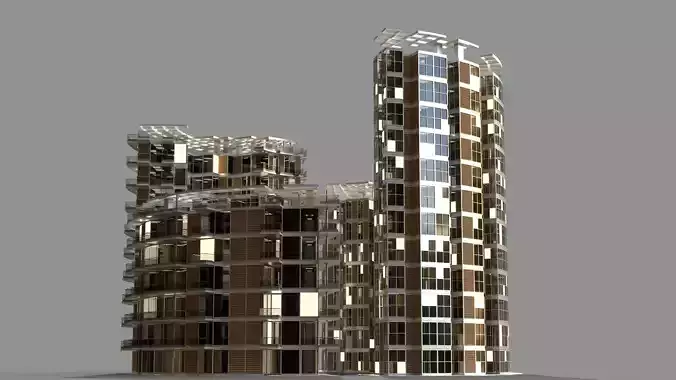 Futuristic High Rise Buildings 01 3D model
