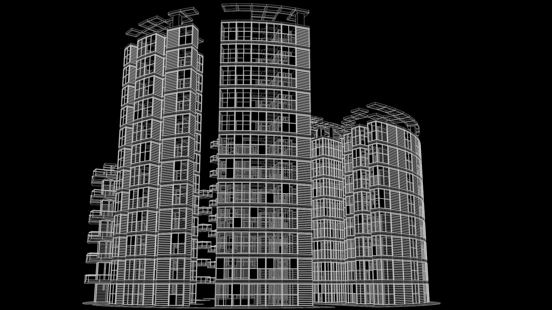 Futuristic High Rise Buildings 01 3D model_9