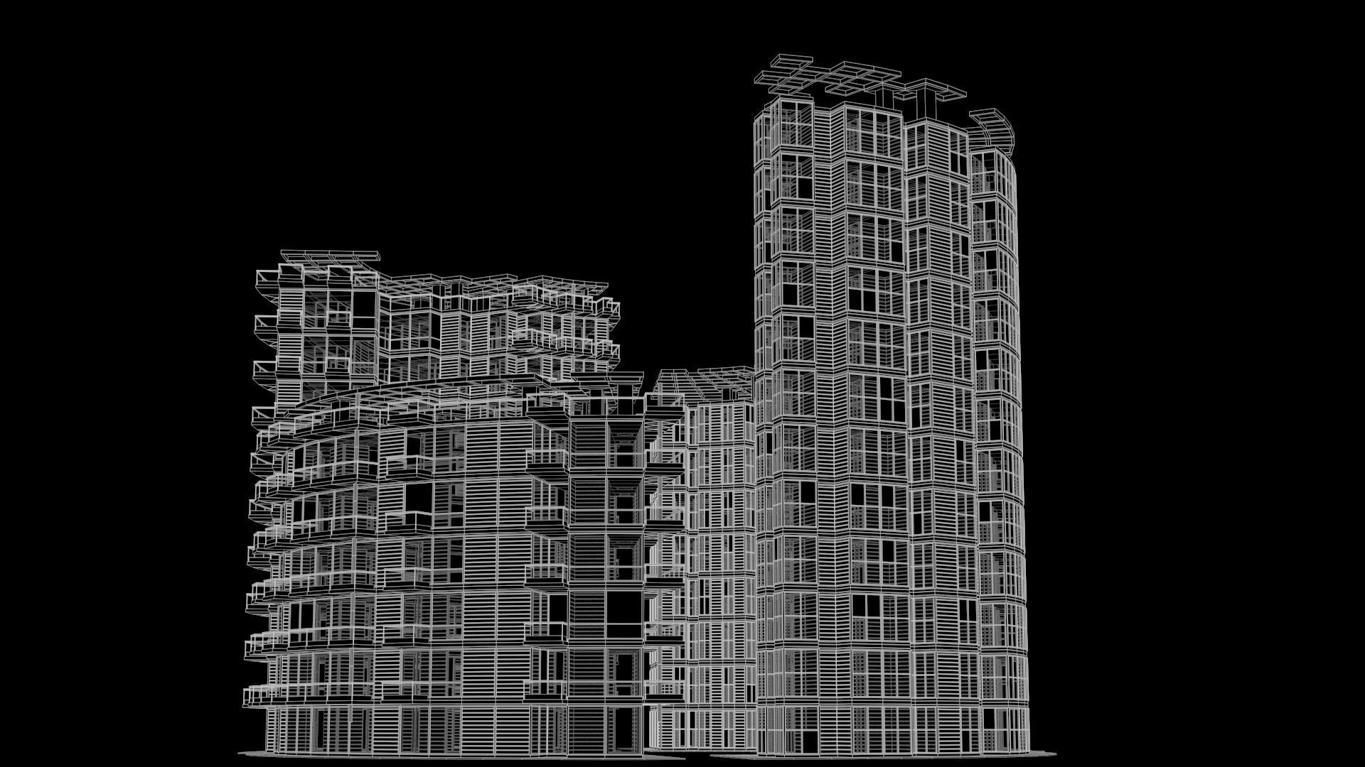 Futuristic High Rise Buildings 01 3D model_13