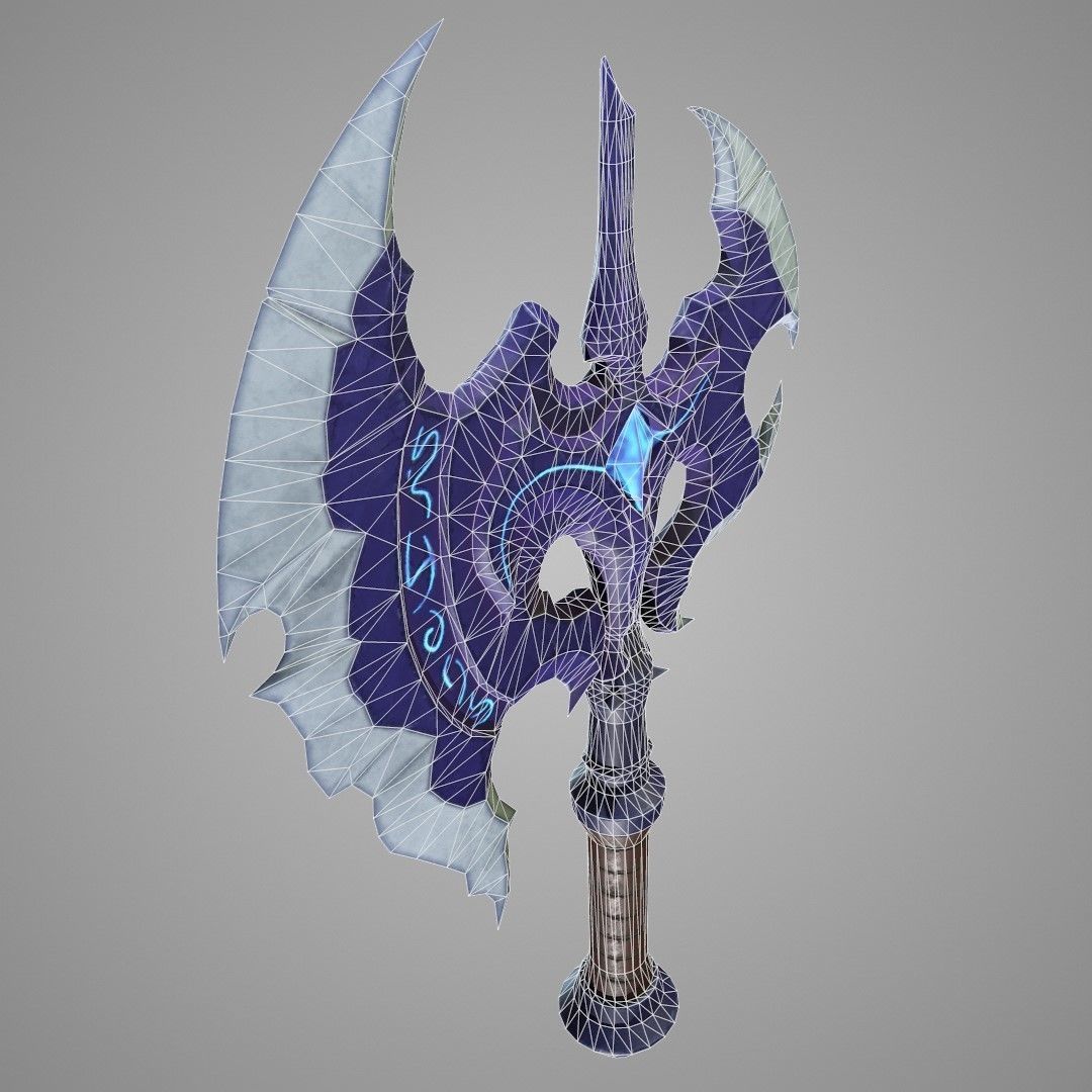 Stylized Fantasy Axe Low-poly 3D model_5