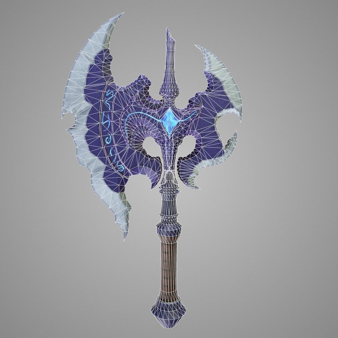 Stylized Fantasy Axe Low-poly 3D model_2