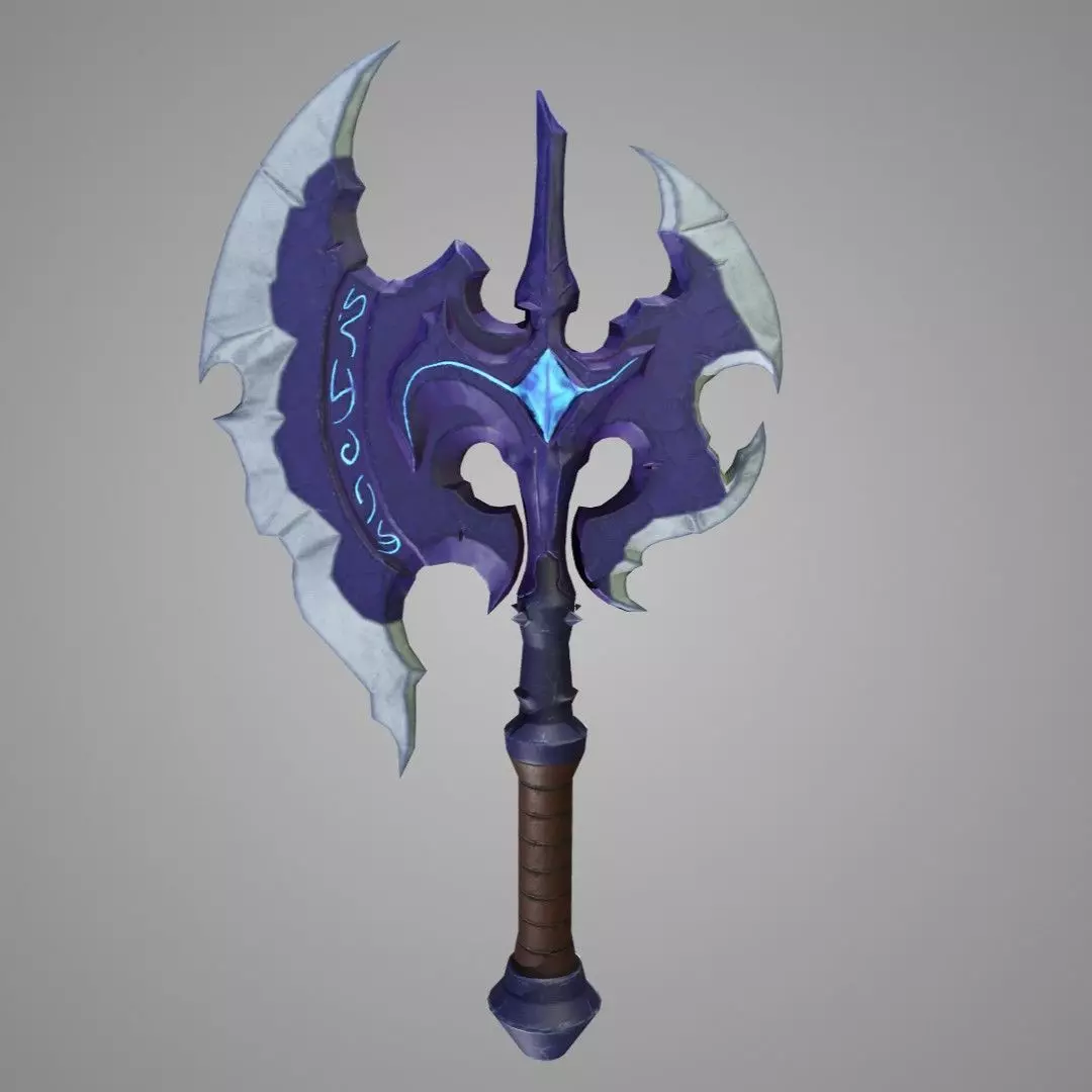 Stylized Fantasy Axe Low-poly 3D model_0