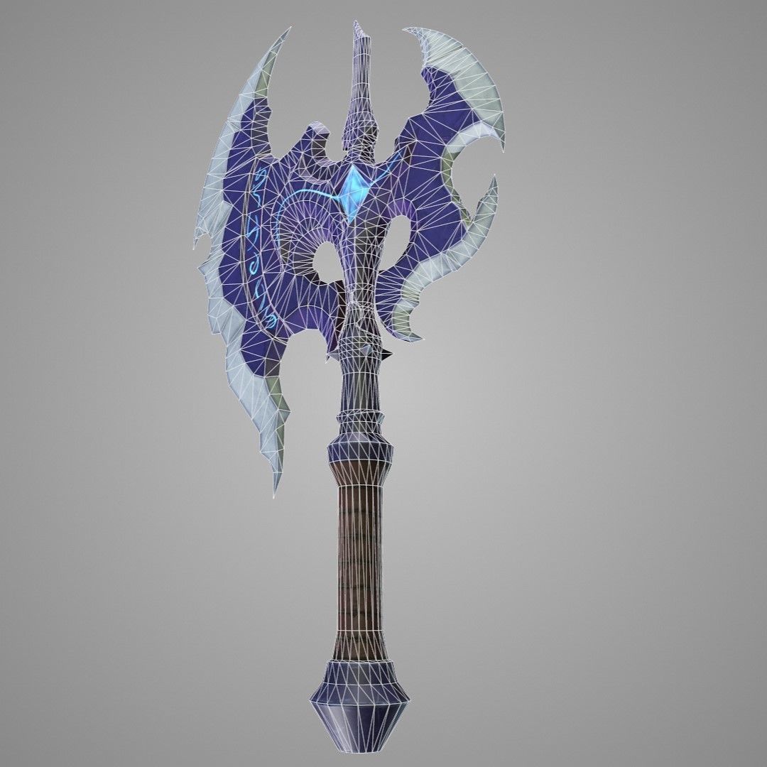 Stylized Fantasy Axe Low-poly 3D model_3