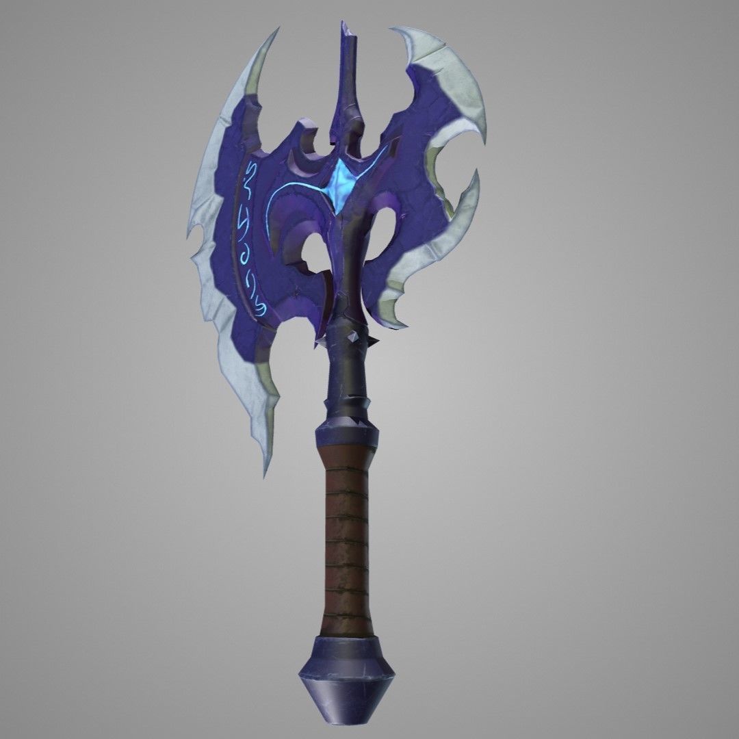 Stylized Fantasy Axe Low-poly 3D model_4