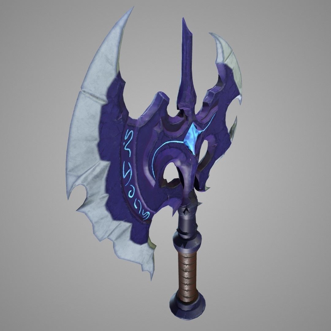Stylized Fantasy Axe Low-poly 3D model_6