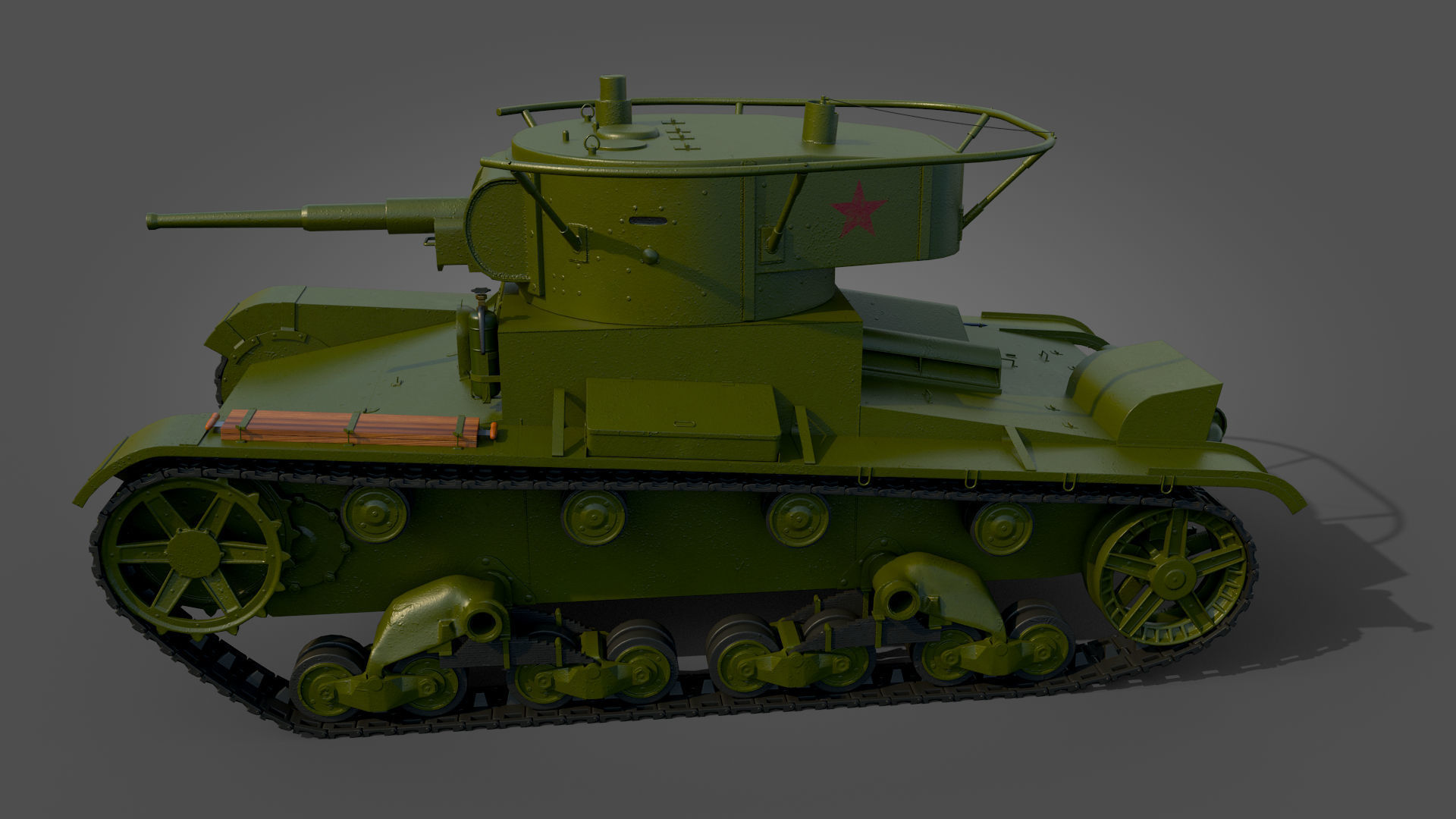 Low Poly Soviet Light Tank T-26RT Low-poly 3D model_22