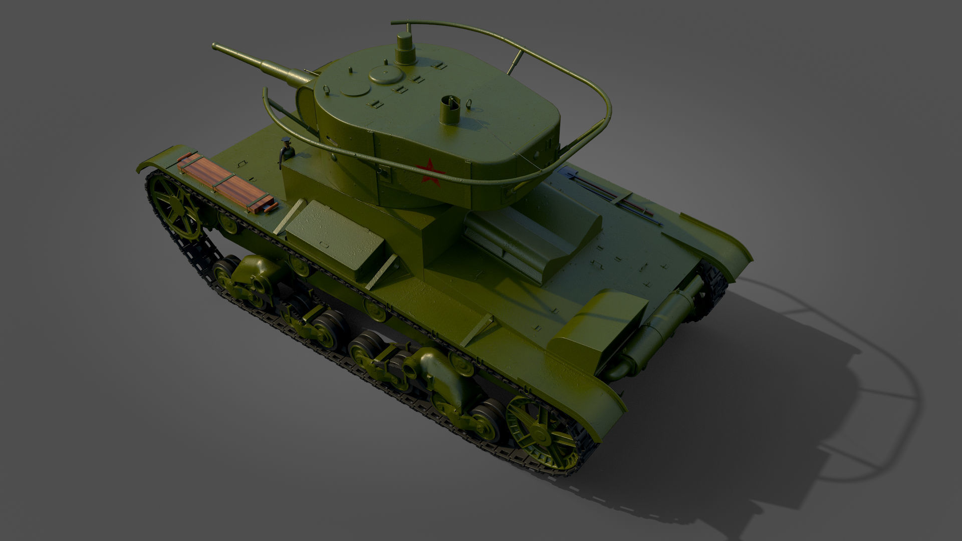 Low Poly Soviet Light Tank T-26RT Low-poly 3D model_21