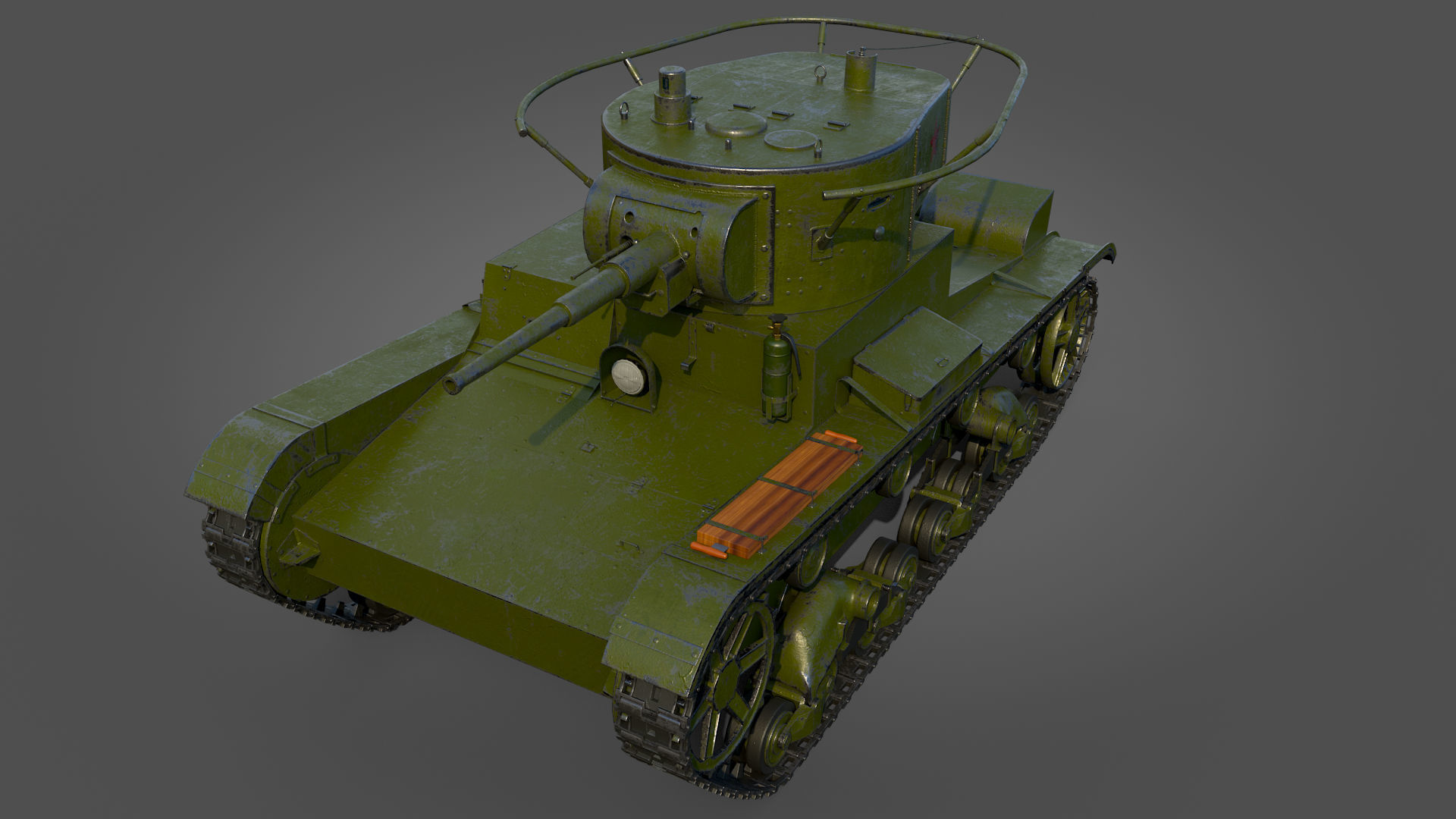 Low Poly Soviet Light Tank T-26RT Low-poly 3D model_25