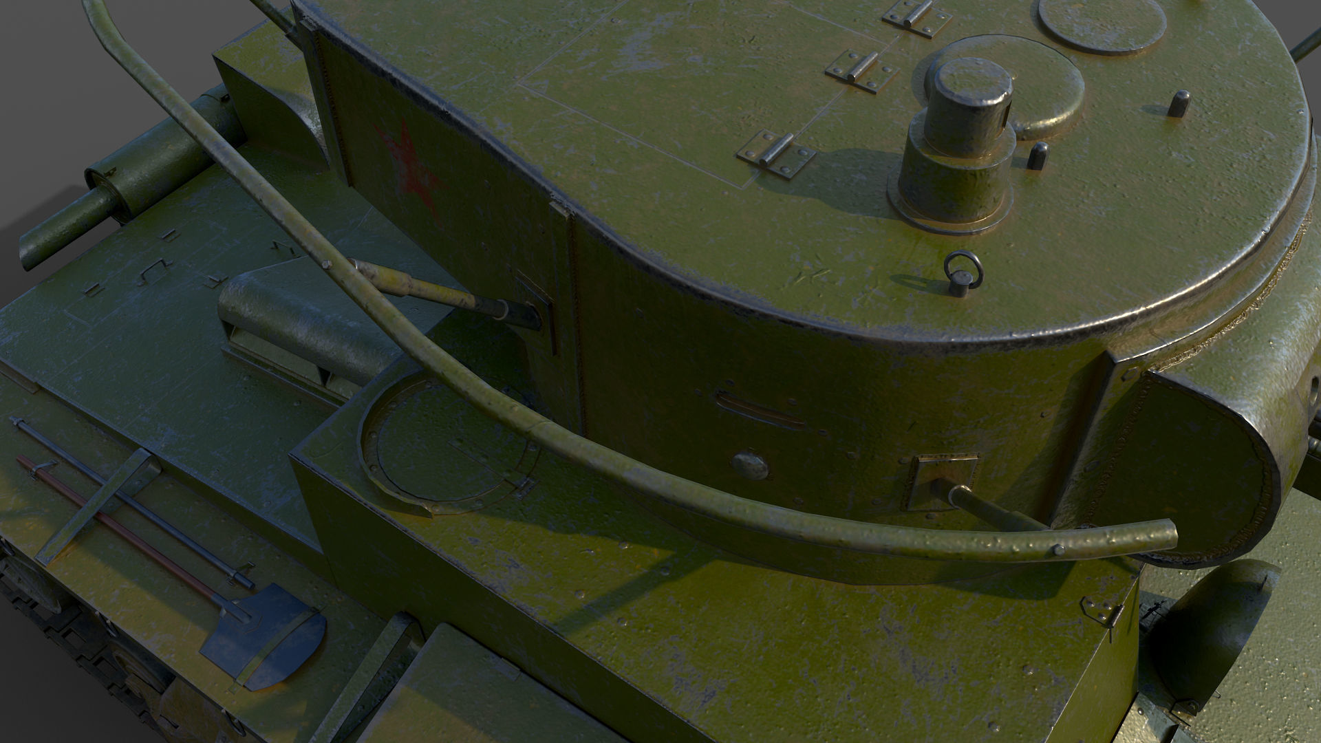 Low Poly Soviet Light Tank T-26RT Low-poly 3D model_10