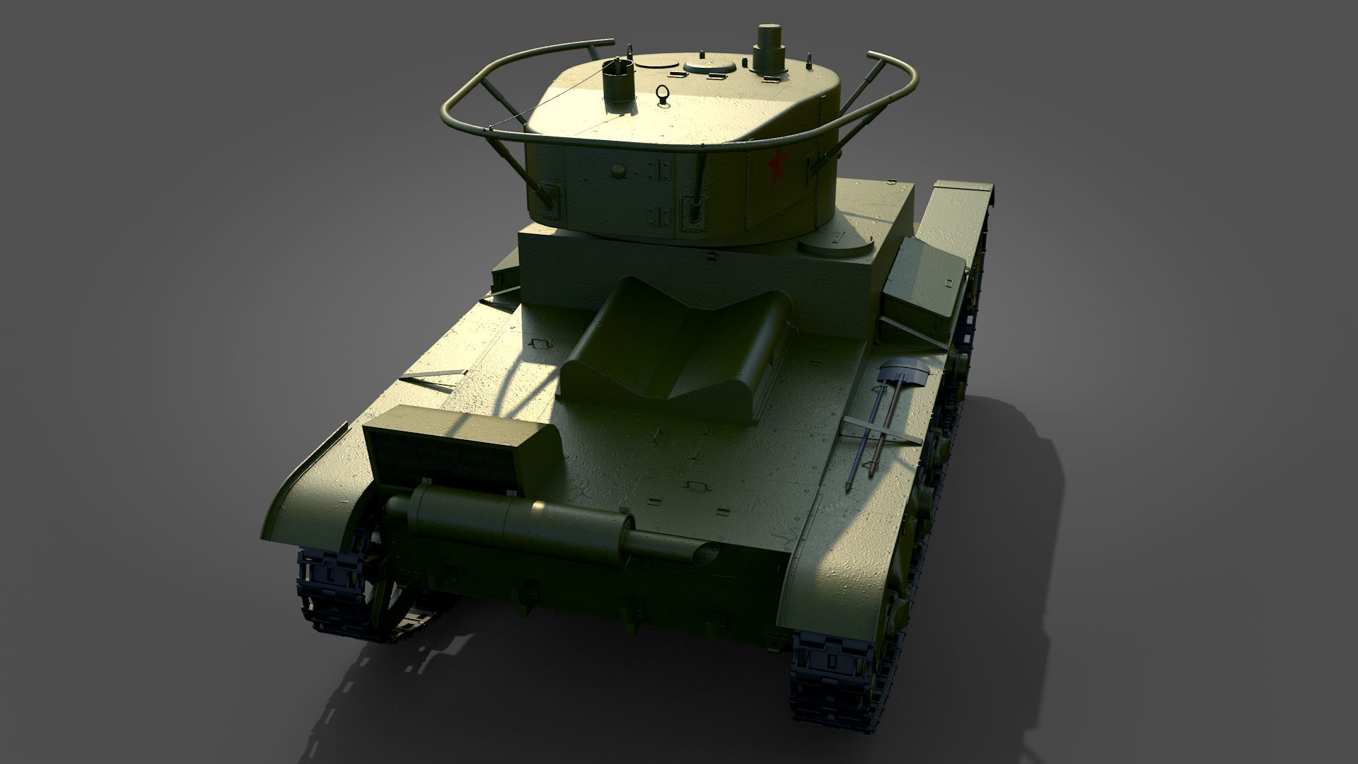 Low Poly Soviet Light Tank T-26RT Low-poly 3D model_23