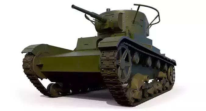 Low Poly Soviet Light Tank T-26RT Low-poly 3D model