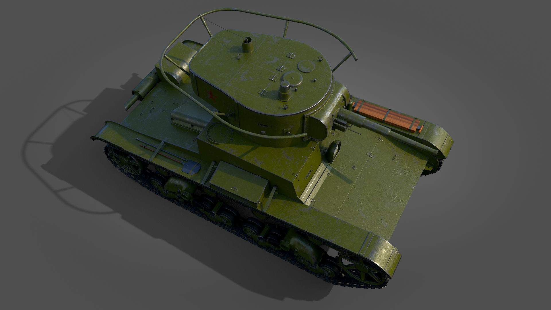 Low Poly Soviet Light Tank T-26RT Low-poly 3D model_26