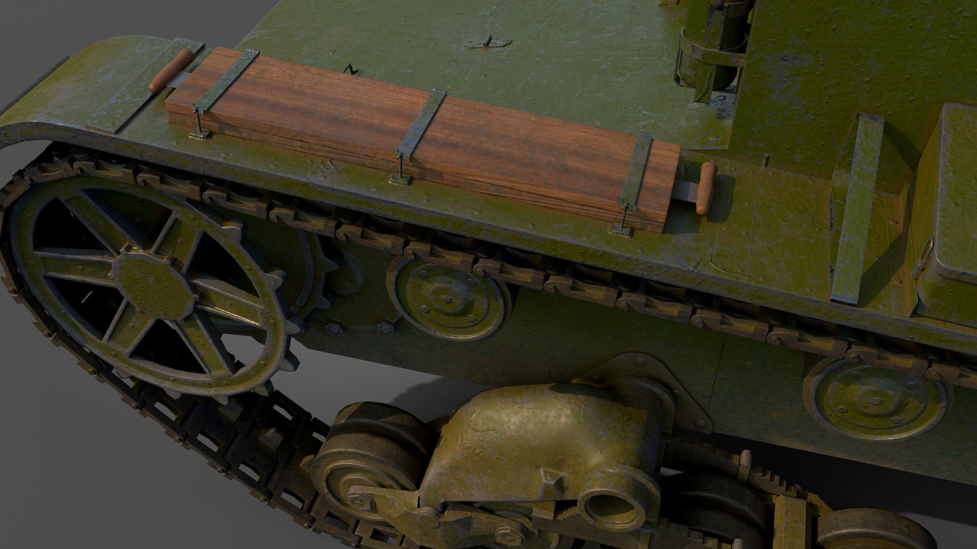 Low Poly Soviet Light Tank T-26RT Low-poly 3D model_9
