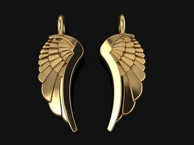 ANGEL WING DOUBLE SIDES PENDANT MID SIZE 3D print model