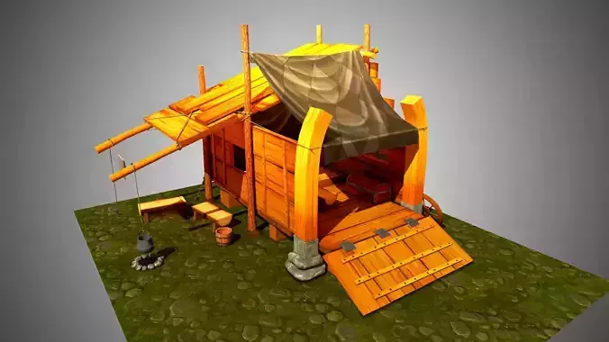 Low Poly Wooden House