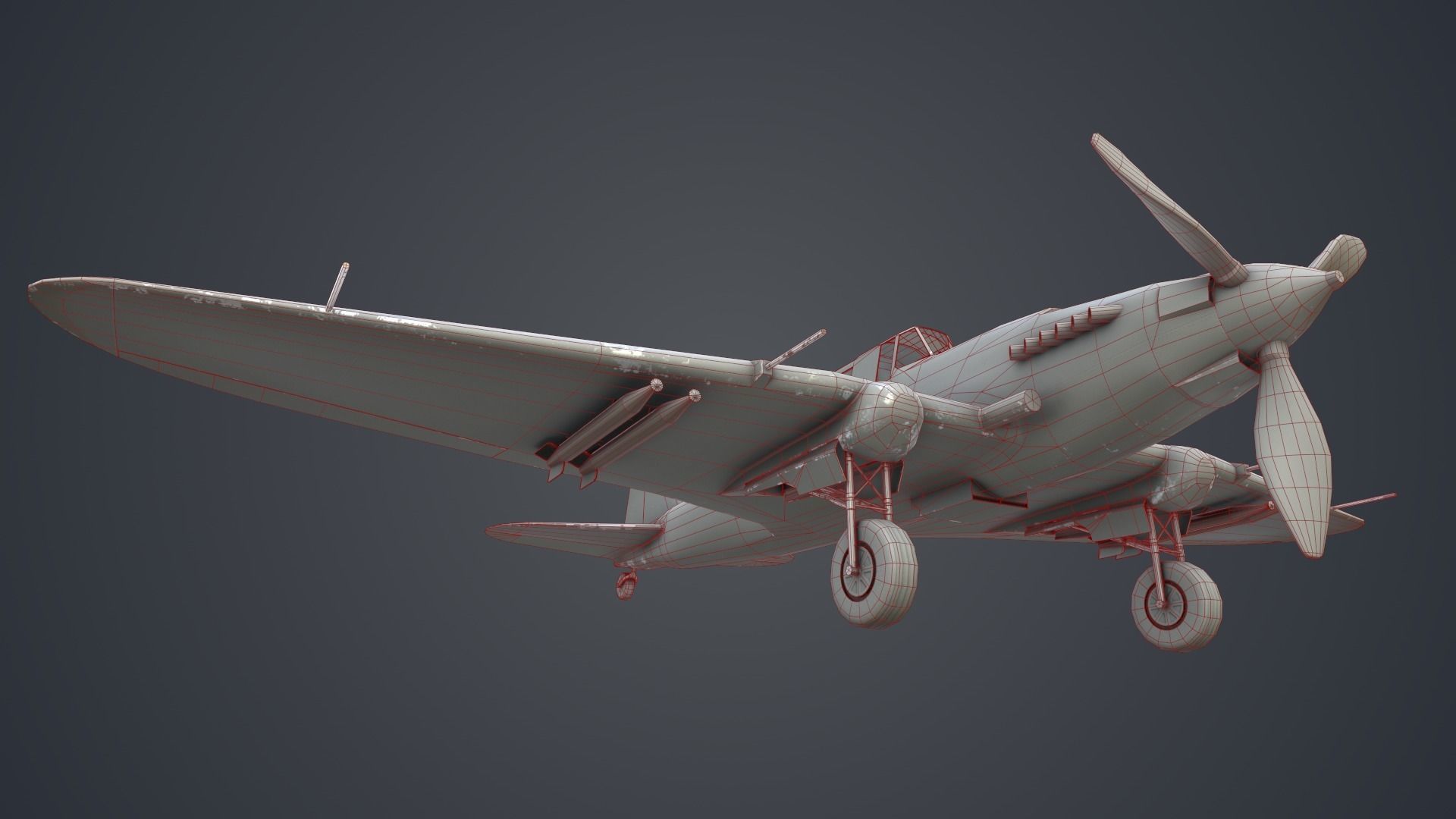 Low Poly Ilyushin IL-2 Shturmovik Low-poly 3D model_6