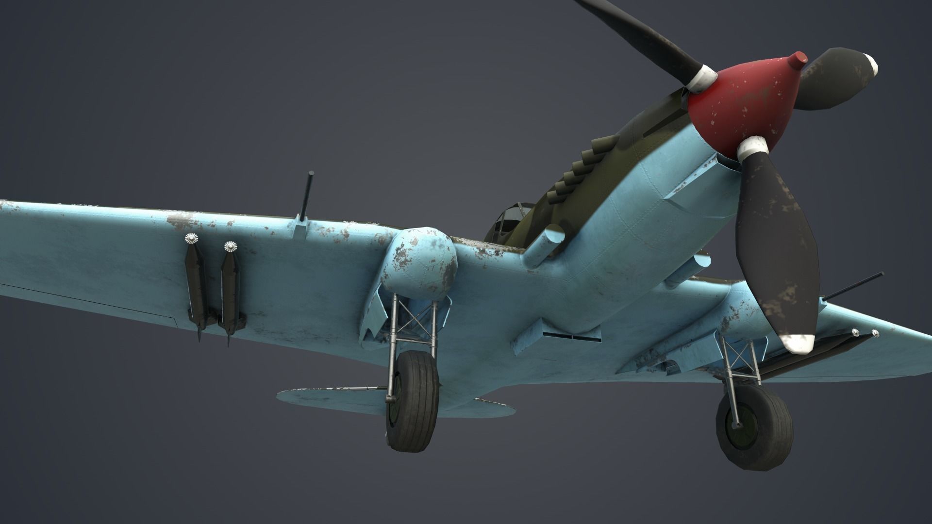 Low Poly Ilyushin IL-2 Shturmovik Low-poly 3D model_3