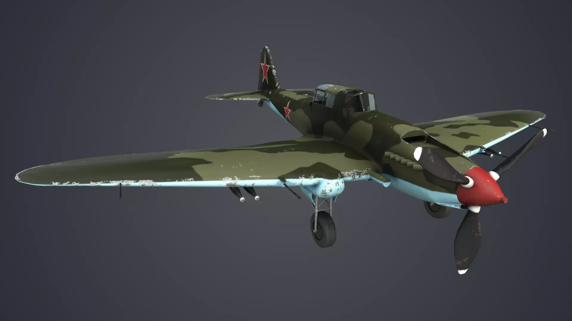 Low Poly Ilyushin IL-2 Shturmovik Low-poly 3D model_0