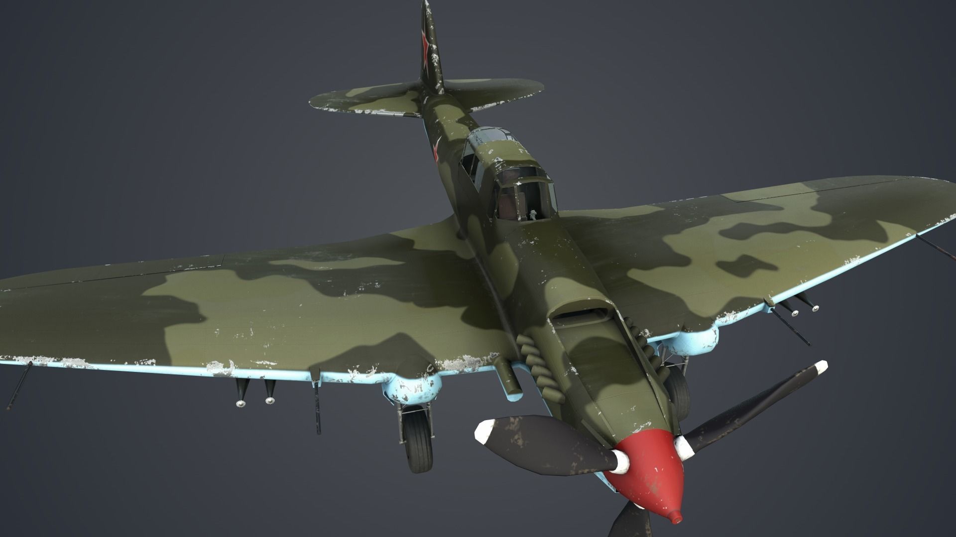 Low Poly Ilyushin IL-2 Shturmovik Low-poly 3D model_4
