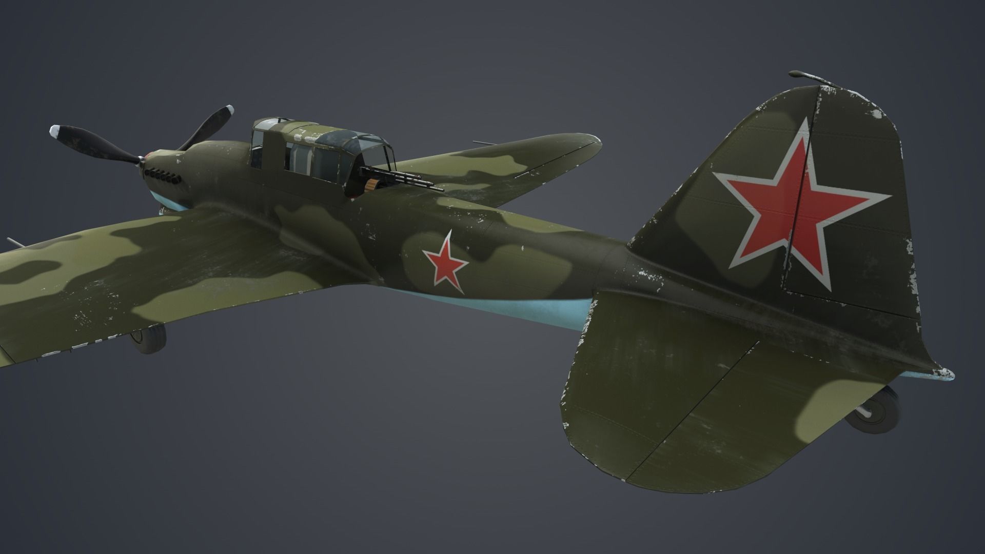 Low Poly Ilyushin IL-2 Shturmovik Low-poly 3D model_1