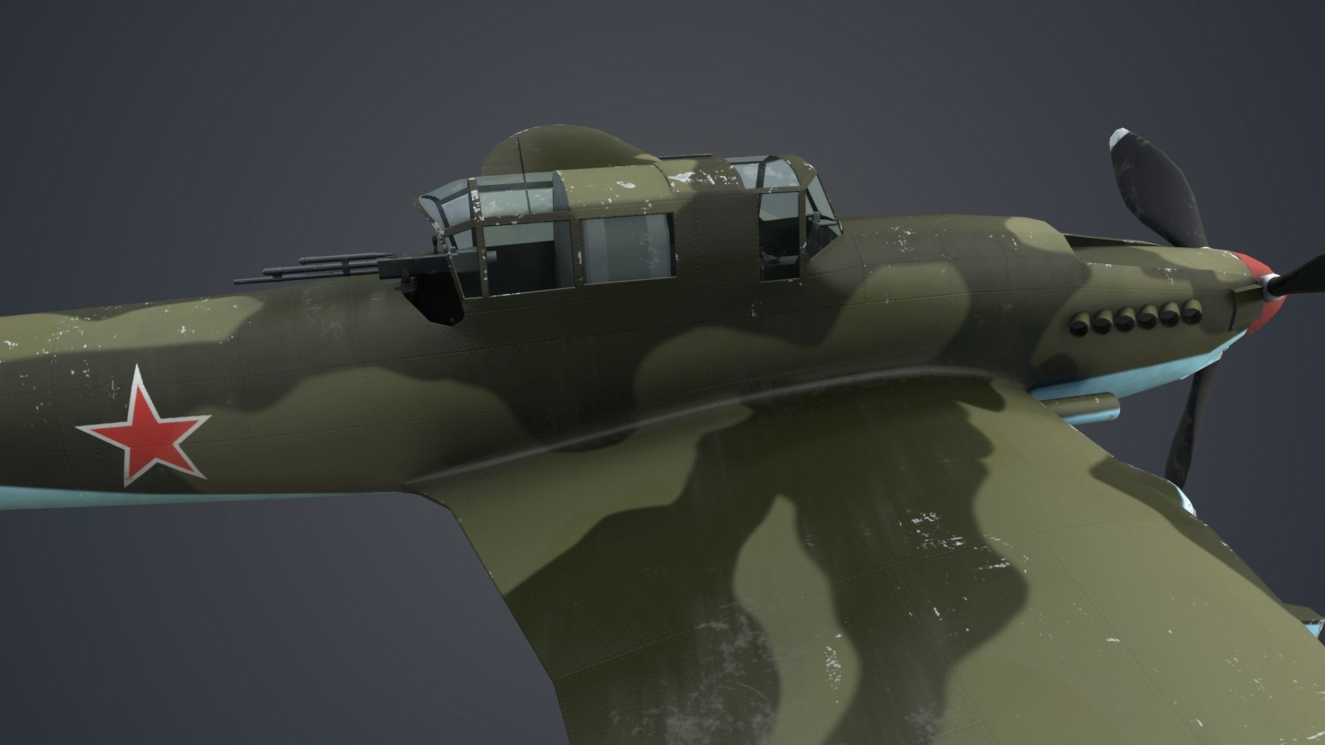 Low Poly Ilyushin IL-2 Shturmovik Low-poly 3D model_2
