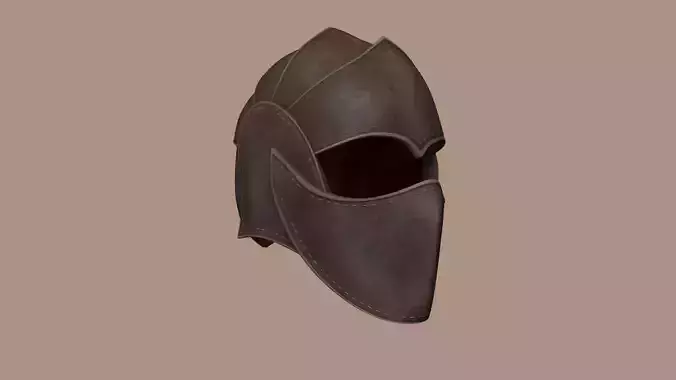 Leather Scales Medieval Helmet - Character Design Low-poly 3D model