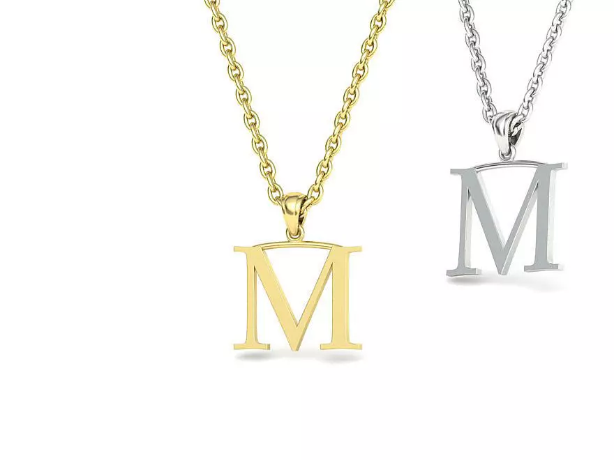 M INITIAL LETTER NECKLACE printable 3dmodel 3D print model