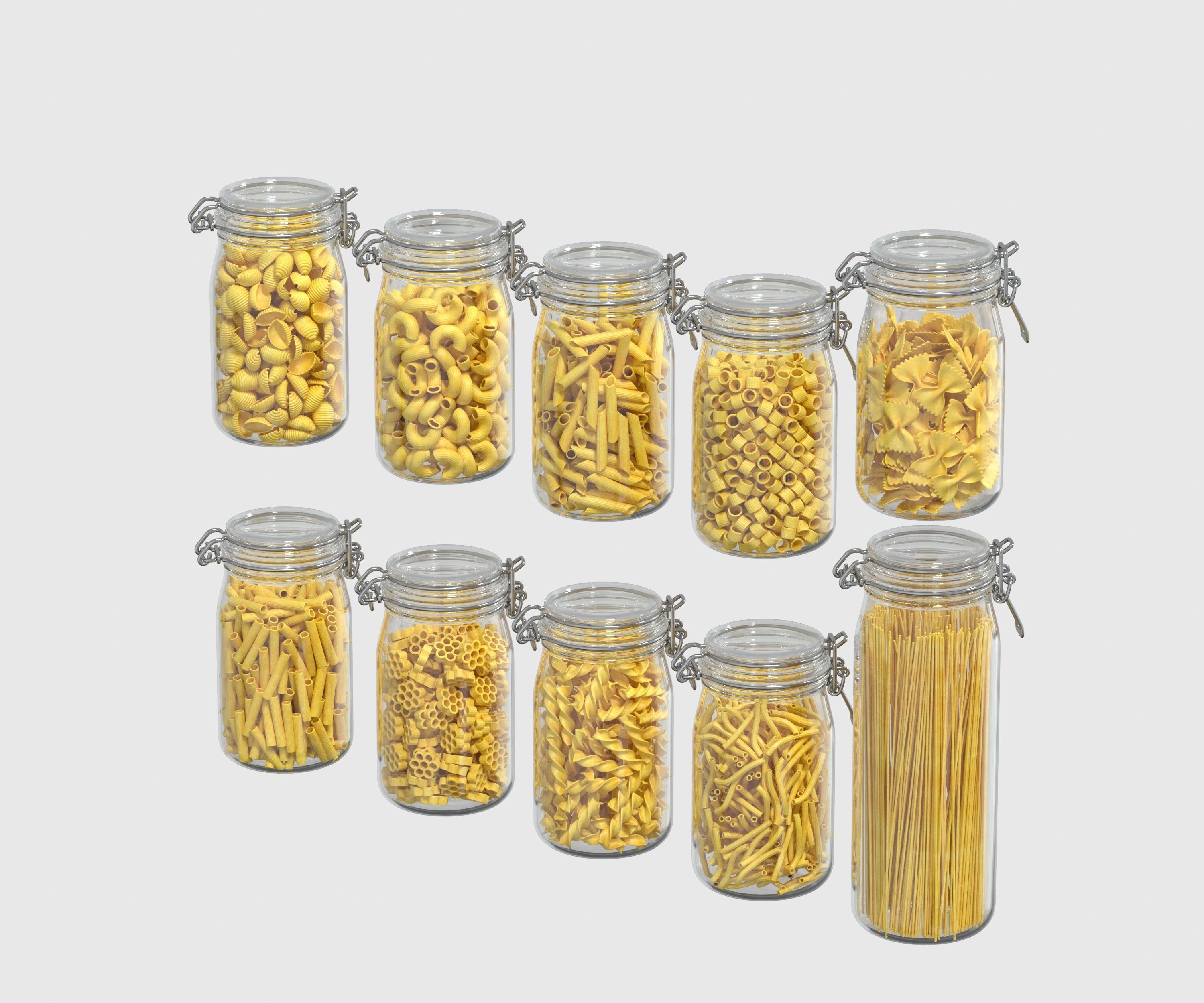 Pasta clear glass jar 3D model_1