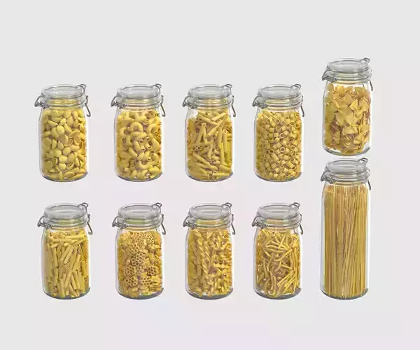 Pasta clear glass jar