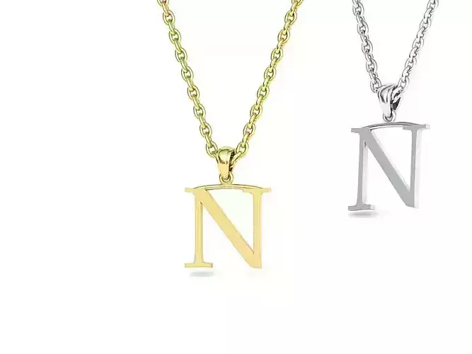 N INITIAL LETTER NECKLACE printable 3dmodel  3D print model