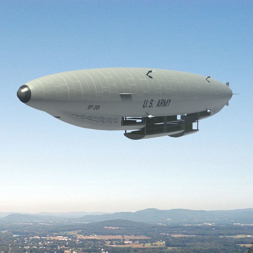 Sci Fi Army Airship 3D model_4