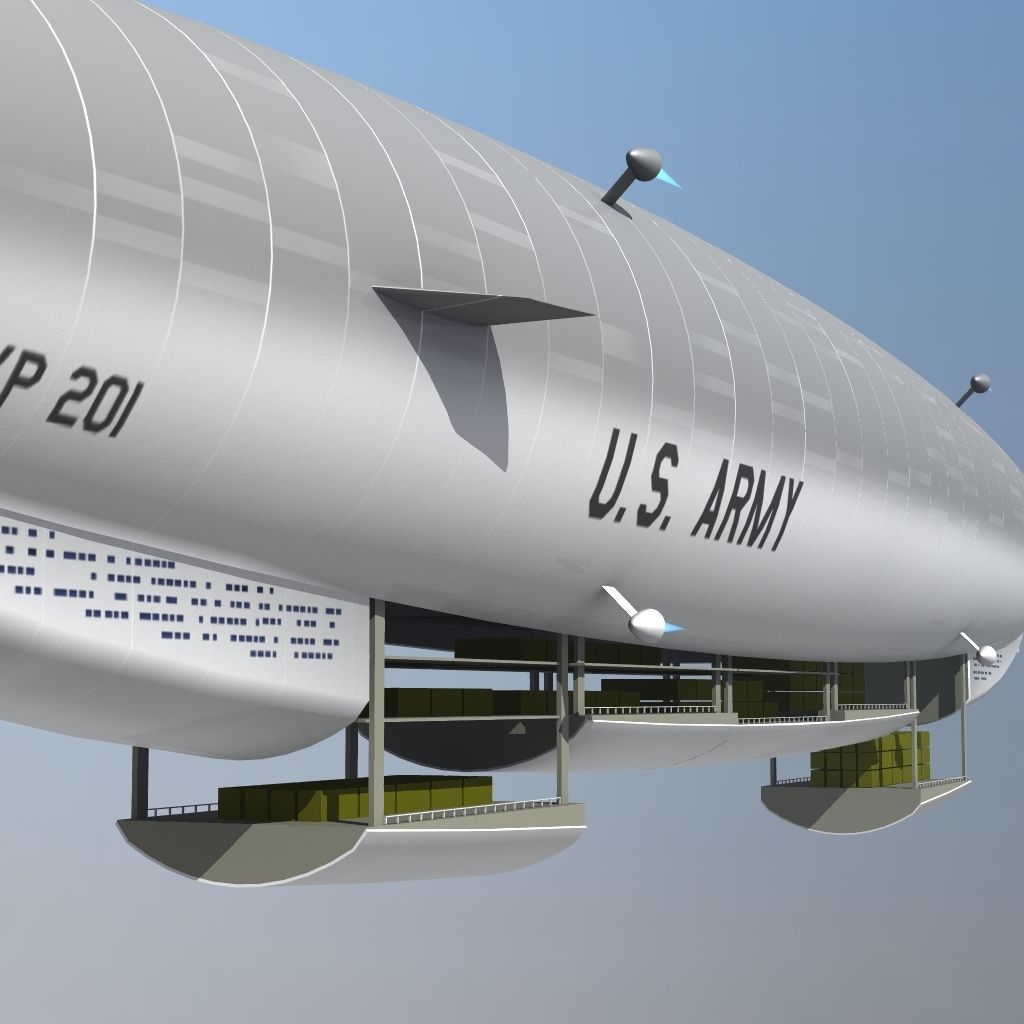 Sci Fi Army Airship 3D model_6