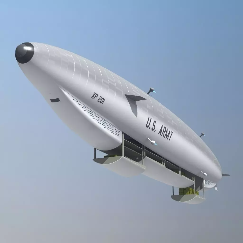 Sci Fi Army Airship 3D model_0