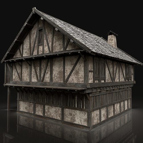 ENTERABLE AAA NEXT GEN MEDIEVAL CITY TOWN HOUSE VILLAGE Low-poly 3D model 3