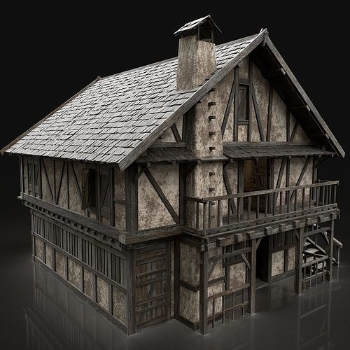ENTERABLE AAA NEXT GEN MEDIEVAL CITY TOWN HOUSE VILLAGE Low-poly 3D model 5