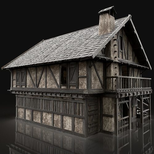 ENTERABLE AAA NEXT GEN MEDIEVAL CITY TOWN HOUSE VILLAGE Low-poly 3D model 4